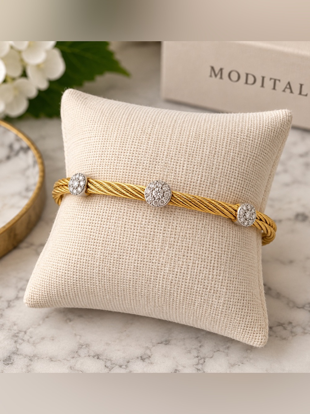 Gold and Silver Cable Bracelet by Modital